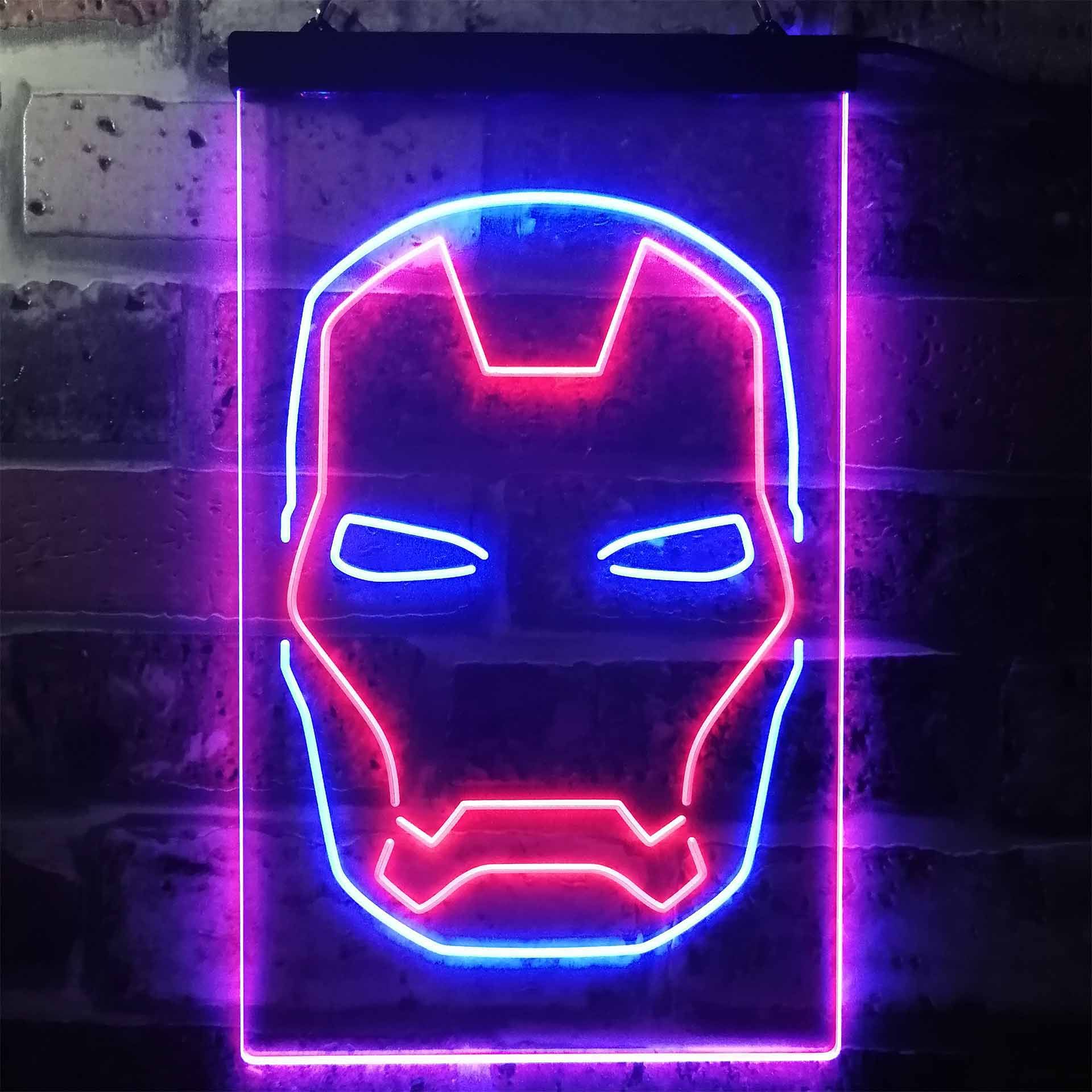 Iron Man Face Dual LED Neon Light Sign